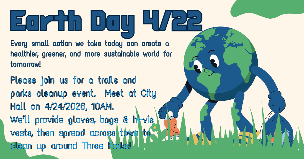 Earth Day ad about a town cleanup event to be held 4/24 at 10am